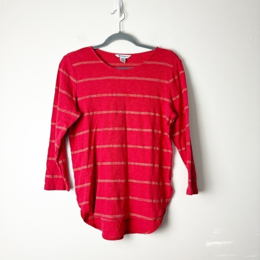 TOMMY BAHAMA • Women’s Red/Shimmer Stripe Casual Top Size Medium